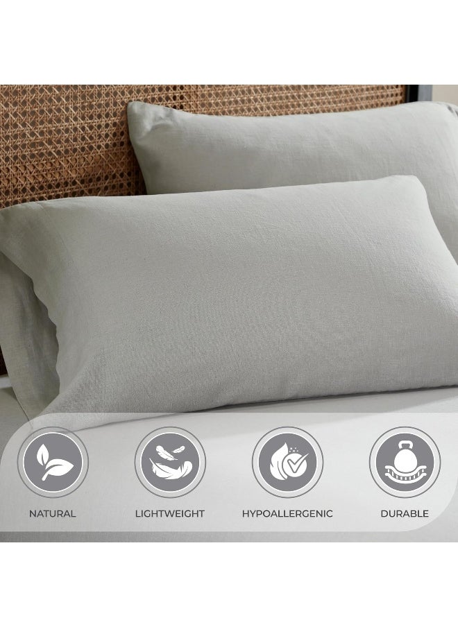 Superior SUPERIOR Cotton Linen Blend Sheet Set, Bedsheets for Home Decor, Modern Solid Bedding Includes 1 Oversized Fitted Sheet, 1 Flat Sheet, 2 Pillowcases, Bedroom Essentials, California King Size, Silver  - Image 4