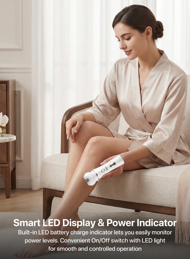 تيم Team 5-in-1 Rechargeable Lady Shaver & Epilator for Women – TM‑802 Electric Hair Removal Kit with Callus Remover, Rolling Massager, Facial Brush, Wet & Dry Use, LED Display, USB Rechargeable - Image 3