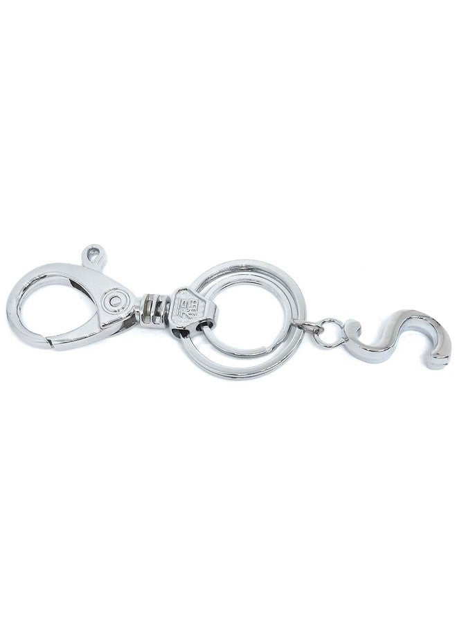 Aura Premium Chrome Plated Pendant Letter Alphabet S Key Ring with Hook Silver Key Chain (S) - Image 2