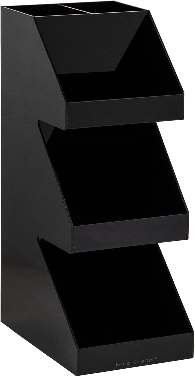Mind Reader Coffee Tea Utensil and Condiment Station, Countertop Organizer, Coffee Bar, Kitchen, 6"L x 9"W x 16"H, Black - Image 5