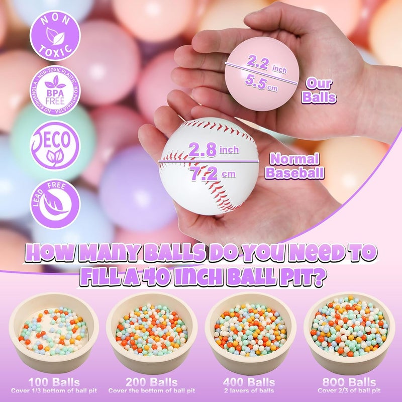 GOGOSO 2.2-Inch Non-Toxic Ball Pit Balls for Toddlers - Pack of 50, 100, or 200 in Macaron Colors - Image 3