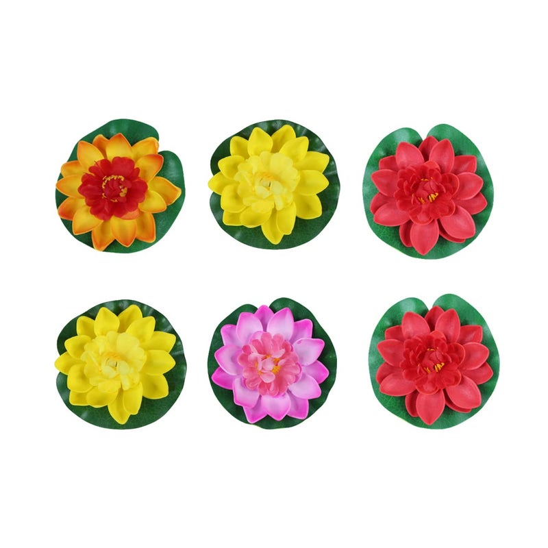 Wonderland Set of 6 Multicolour Artificial Floating Lotus in Water - Image 1