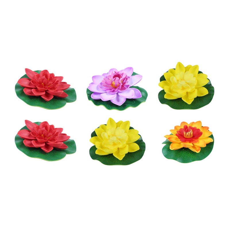 Wonderland Set of 6 Multicolour Artificial Floating Lotus in Water - Image 4