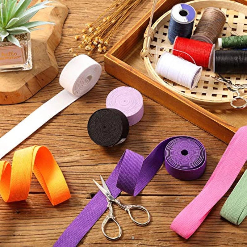 WILLBOND 12 Rolls Colorful Elastic Band Folding Elastic Cord Heavy Duty Stretch Band Knitted Flat Band for Sewing Crafts DIY Comforter Cuffs(1 Inch X 2.2 Yard,Bright Color) - Image 2