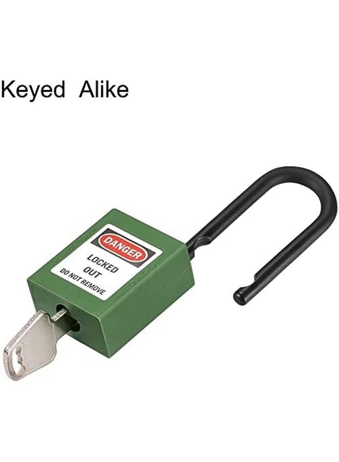 Green Nylon Safety Padlock 1 1 2 Inch Shackle Keyed Alike 2 Pack Lockout Labeling - Image 3