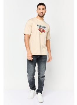 MARVEL Men Ironman Crew Neck Short Sleeves T-Shirt, Beige  - Image 3