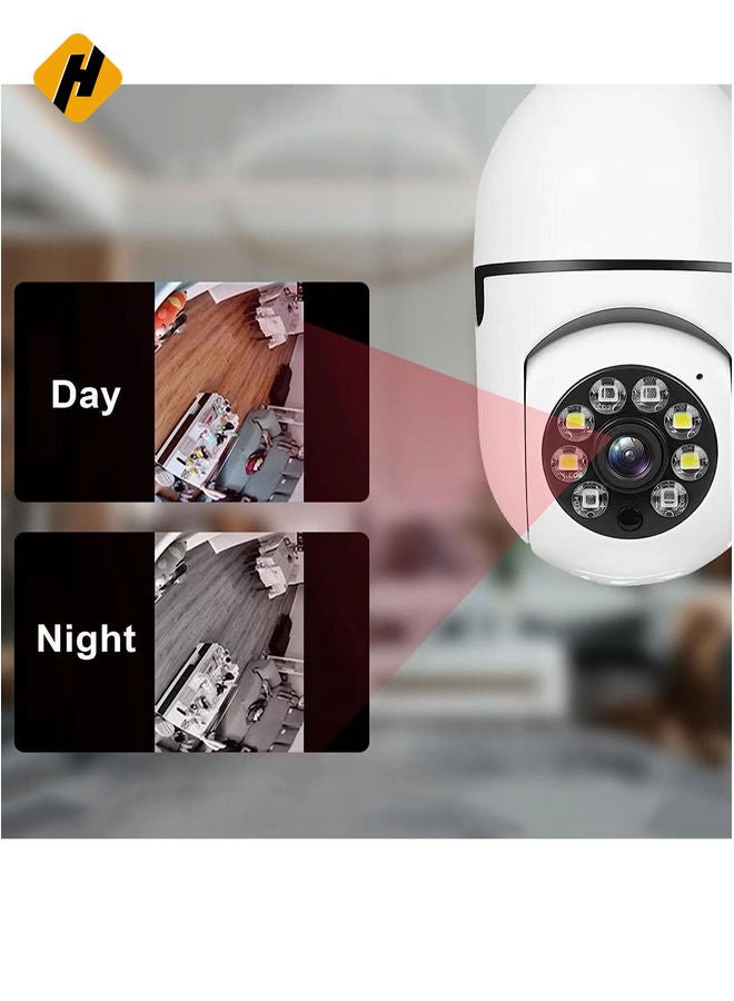 HuHa Bulb Camera 1080P, Night Vision IP Camera, PTZ Camera, 4X Digital Zoom Monitor, Home Security System, WiFi Camera Full Color  - Image 2