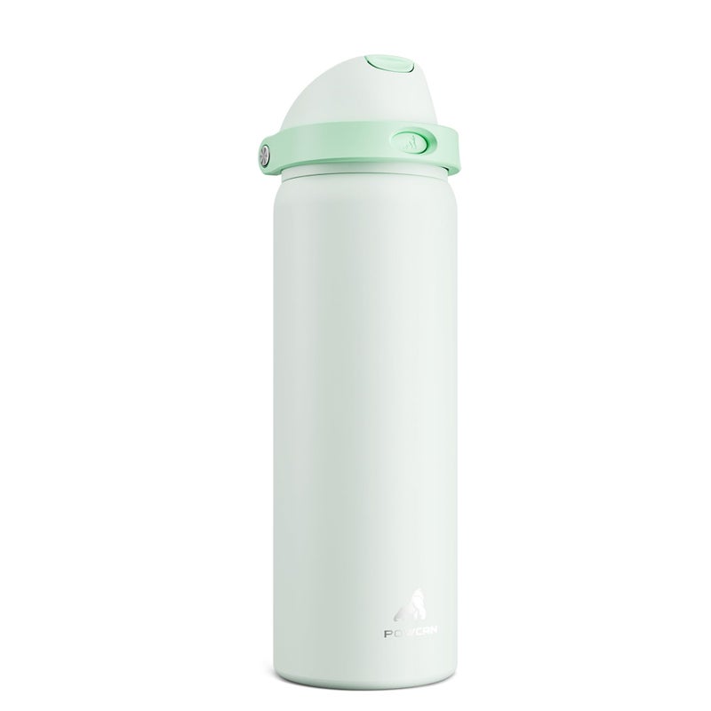 Powcan 32 Oz Sports Water Bottle For Workout: Spill Proof Lid With Straw  Double Walled  Bpa-Free  Insulated Stainless Steel Flask For Camping  Hiking  Climbing  Travel  Outdoors (Mint Green) - Image 1