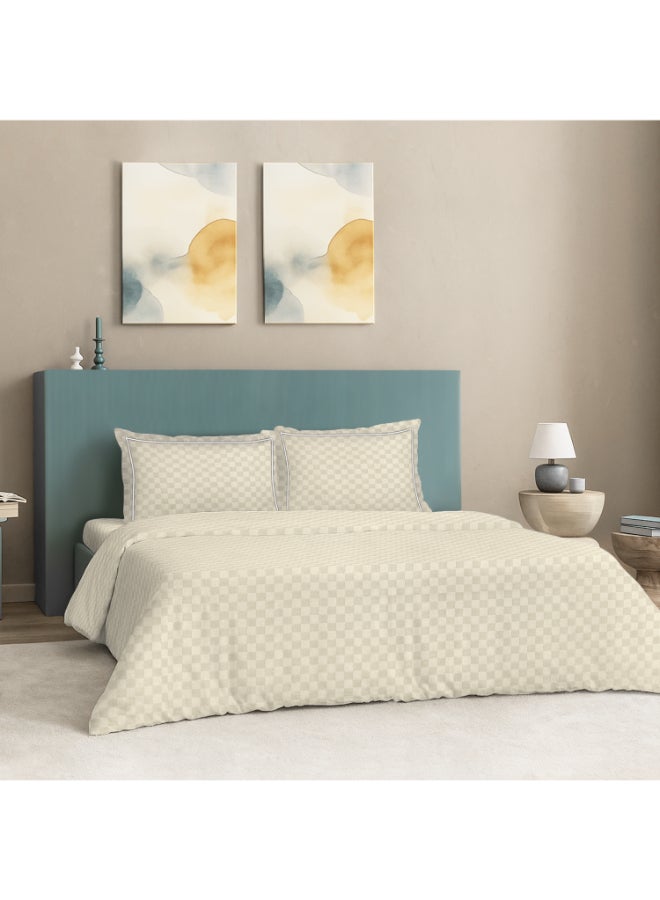 MULBERRY LIVING غطاء لحاف مربعات قطن % مقاس كينج  ×  سم لون عاجي - Image 2