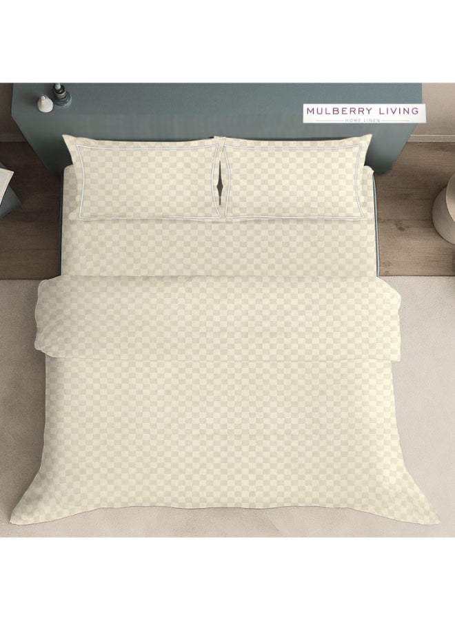 MULBERRY LIVING غطاء لحاف مربعات قطن % مقاس كينج  ×  سم لون عاجي - Image 4