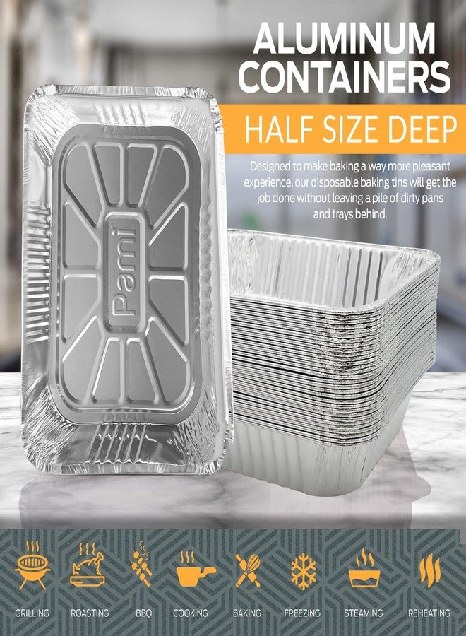 PAMI Aluminum Baking Pans, Half Size, Deep [Pack of 30] - 9”x13” Heavy-Duty Oven & Freezer Safe Food Storage Containers- Tin Foil Pans For Grilling, Roasting, BBQ & Baking- Foil Takeout Containers - Image 3