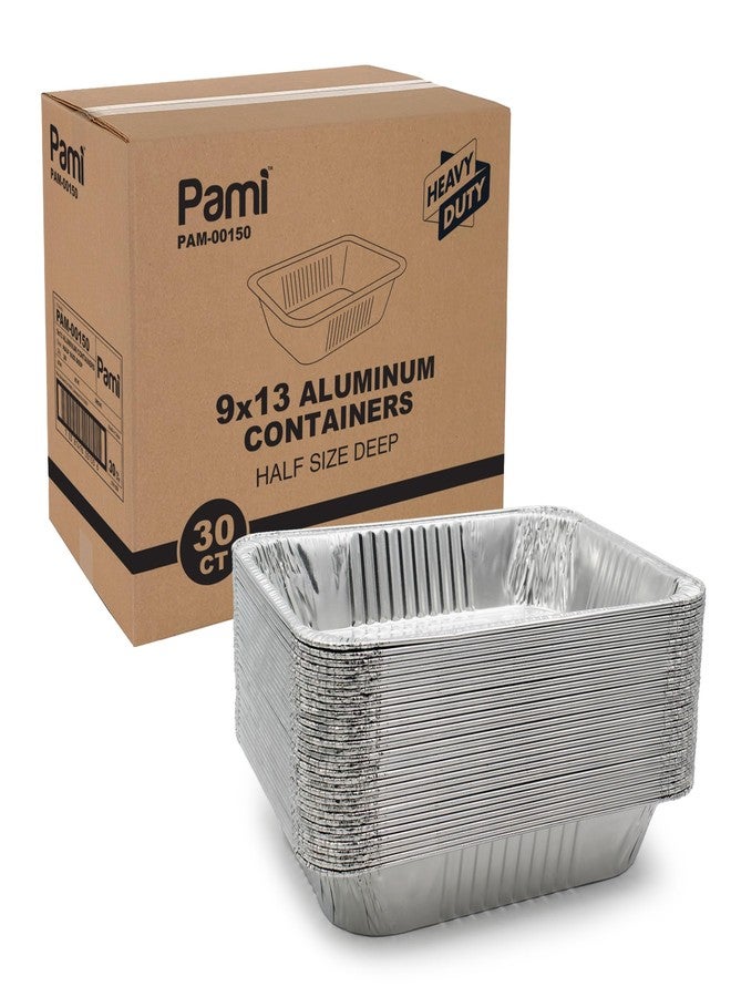PAMI Aluminum Baking Pans, Half Size, Deep [Pack of 30] - 9”x13” Heavy-Duty Oven & Freezer Safe Food Storage Containers- Tin Foil Pans For Grilling, Roasting, BBQ & Baking- Foil Takeout Containers - Image 1