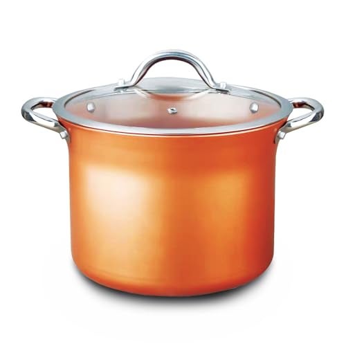 Concord Cookware CONCORD 7 QT Copper Non Stick Stock Pot Casserole Coppe-Ramic Series Cookware (Induction Compatible) - Image 1