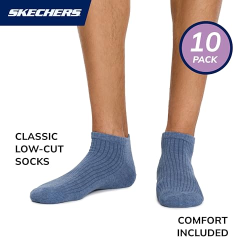 Skechers Men's 10-Pack Half Terry Classic Low Cut Socks, Comfort-Fit & Cushioned Footbed - Image 2