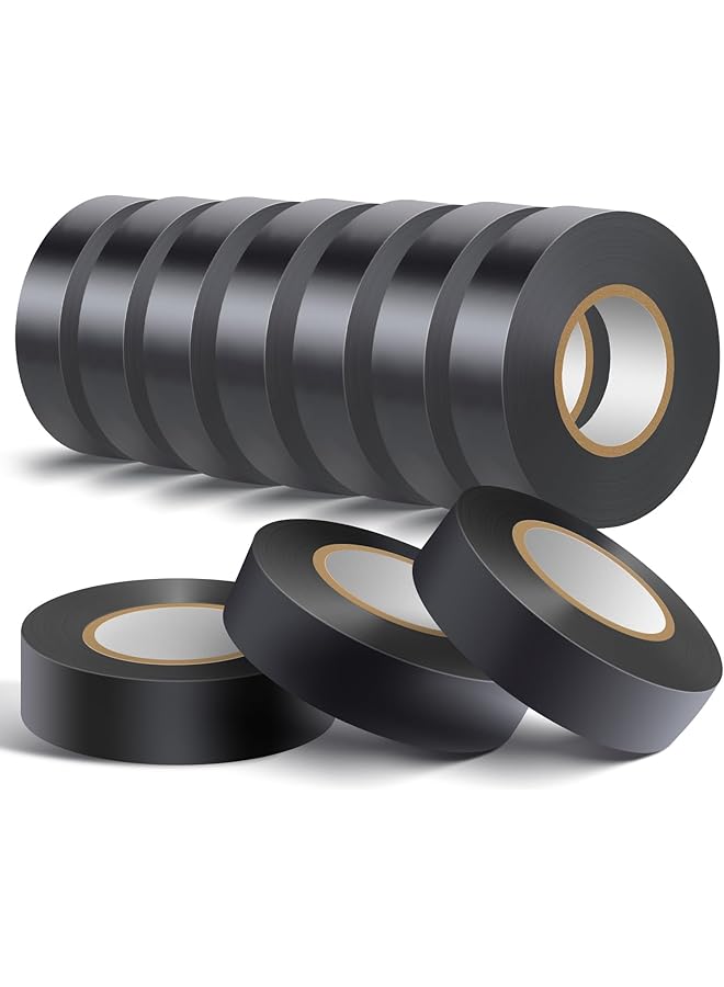 PROMASS 10 Pack Black Electrical Tape Waterproof，0.62 in x 49ft，High Temperature Electric Tape Weatherproof Home Outdoor Multipurpose Insulating Wire Wrapping，Maximum Voltage - Image 1