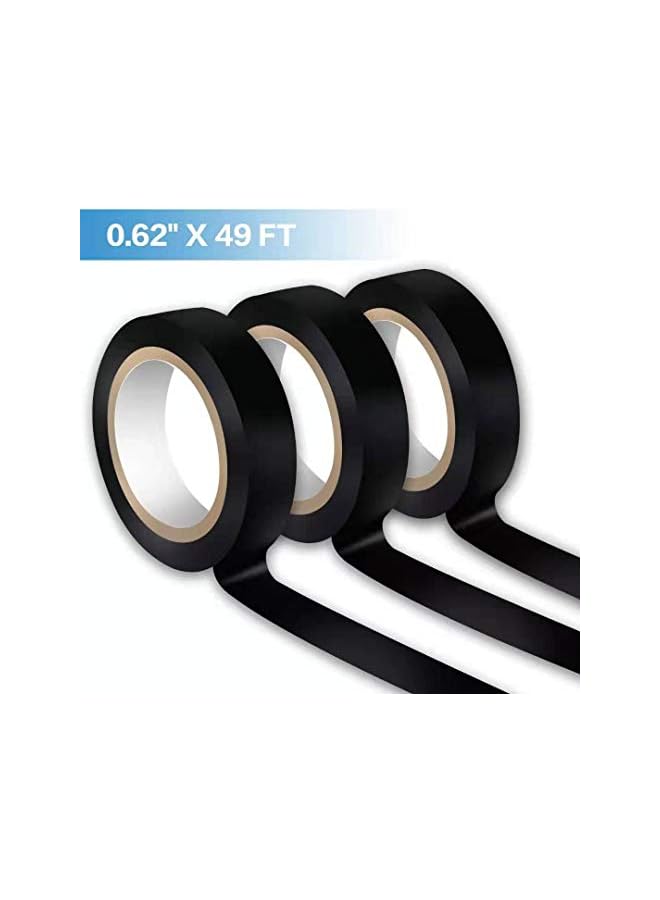 PROMASS 10 Pack Black Electrical Tape Waterproof，0.62 in x 49ft，High Temperature Electric Tape Weatherproof Home Outdoor Multipurpose Insulating Wire Wrapping，Maximum Voltage - Image 2