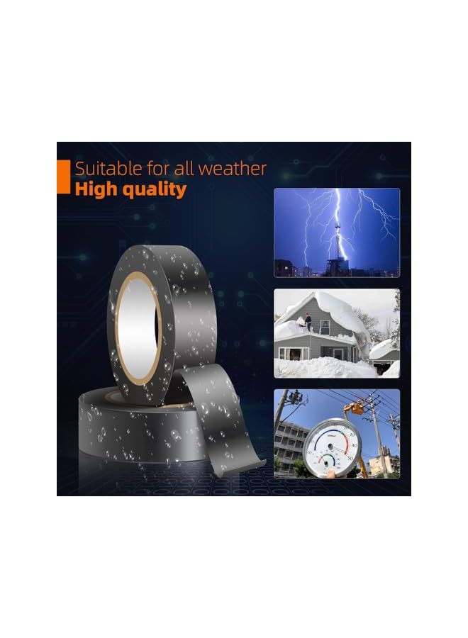 PROMASS 10 Pack Black Electrical Tape Waterproof，0.62 in x 49ft，High Temperature Electric Tape Weatherproof Home Outdoor Multipurpose Insulating Wire Wrapping，Maximum Voltage - Image 5