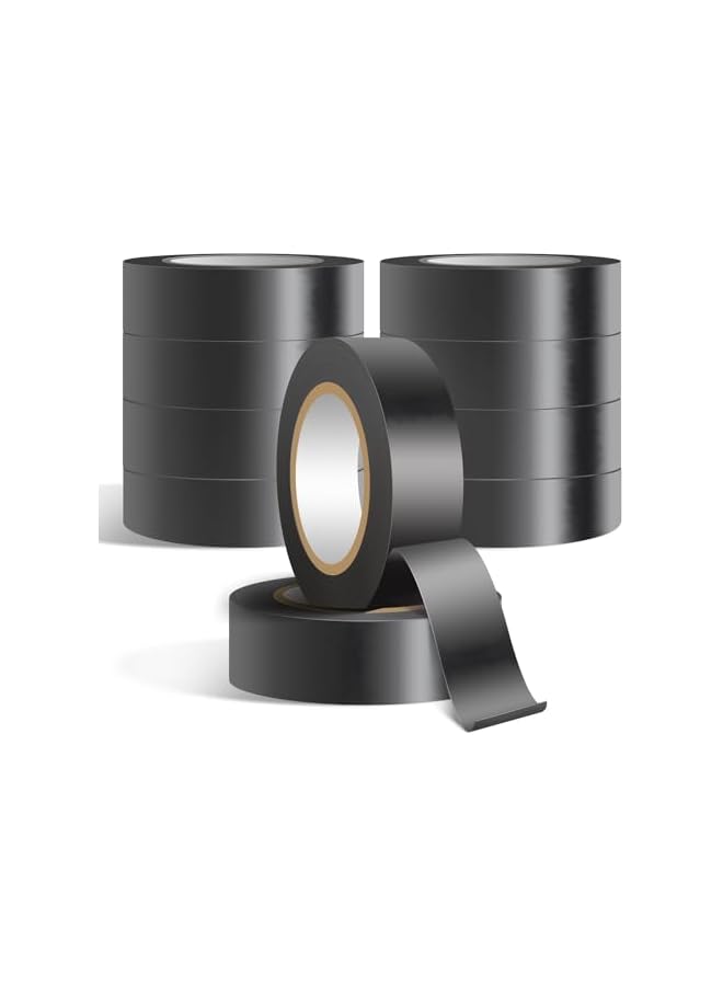PROMASS 10 Pack Black Electrical Tape Waterproof，0.62 in x 49ft，High Temperature Electric Tape Weatherproof Home Outdoor Multipurpose Insulating Wire Wrapping，Maximum Voltage - Image 3