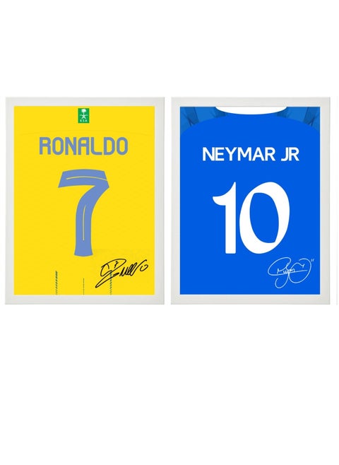 Set of 2, Ronaldo and Neymar - Al Nassr & Al Hilal SFC Autographed Poster with Frame 30x40cm