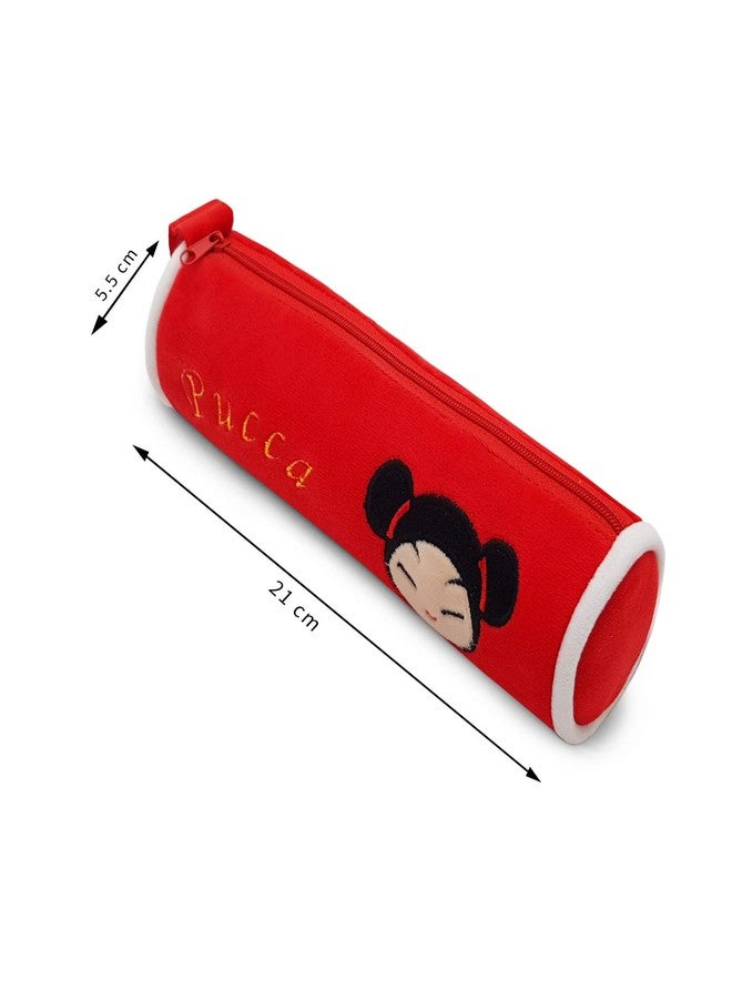 Vritraz Pen Pencil Box Case for School Kids and Students, Cute Fur Soft Toy Pouch Storage Organizer Cylinder Pucca - Image 3