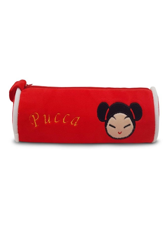 Vritraz Pen Pencil Box Case for School Kids and Students, Cute Fur Soft Toy Pouch Storage Organizer Cylinder Pucca - Image 1