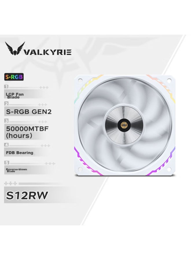 Valkyrie S12r-w Vk Fdb Bearing, Lcp Anti-blow Fan Blade, Secondary Dynamic Balance, 2150rpm, 12cm Case Fan, 4pin Pwm, Argb Lighting Effects - Image 1