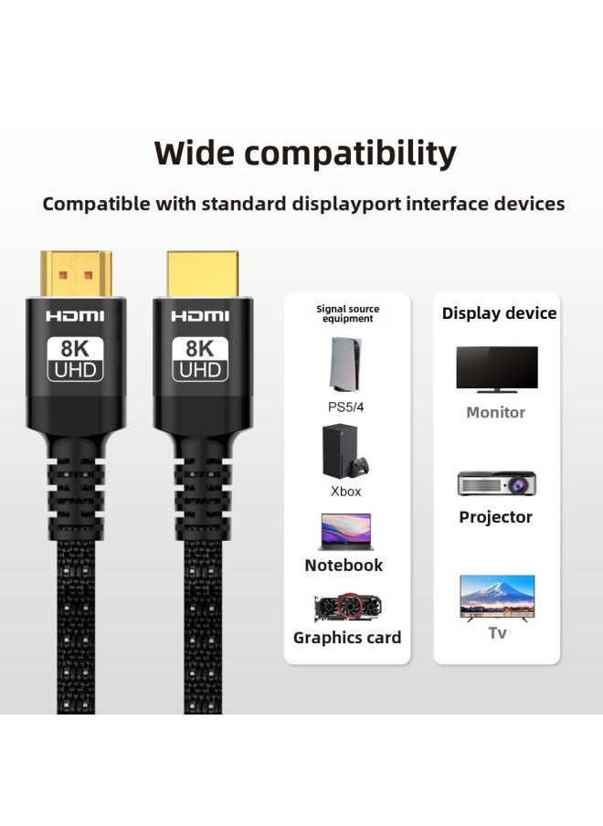 ماركة غير محددة HDMI HD Cable TV Computer 8K Notebook Display Screen Projector Set-top Box كابل Hdmi - اللون: 8k أسود صافي طول الخط الموضعي: 1 متر  - Image 4