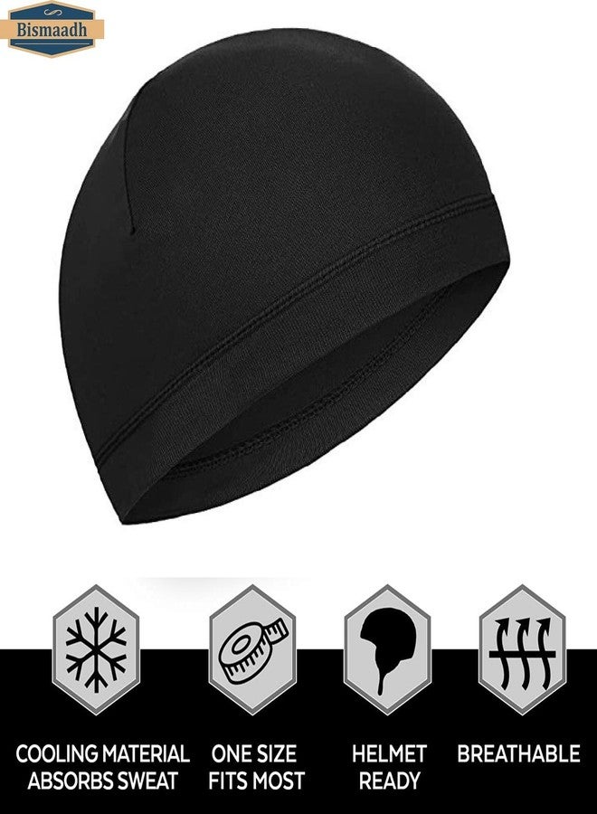 BISMAADH Cooling Skull Cap Helmet Liner for Men Women Motorcycle Cycling Football Head Beanie Hat Liner Sweat Wicking Hat (Black, Black, Black) - Image 4
