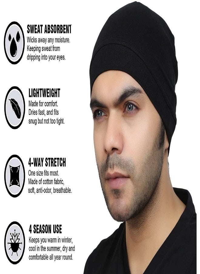 BISMAADH Cooling Skull Cap Helmet Liner for Men Women Motorcycle Cycling Football Head Beanie Hat Liner Sweat Wicking Hat (Black, Black, Black) - Image 3