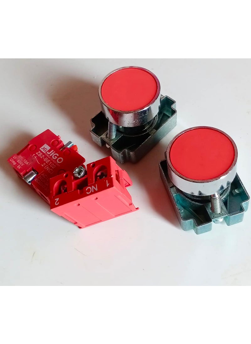 Generic Plastic Push Button Switch 1 NC 2 Pcs Red NOC 002  - Image 1