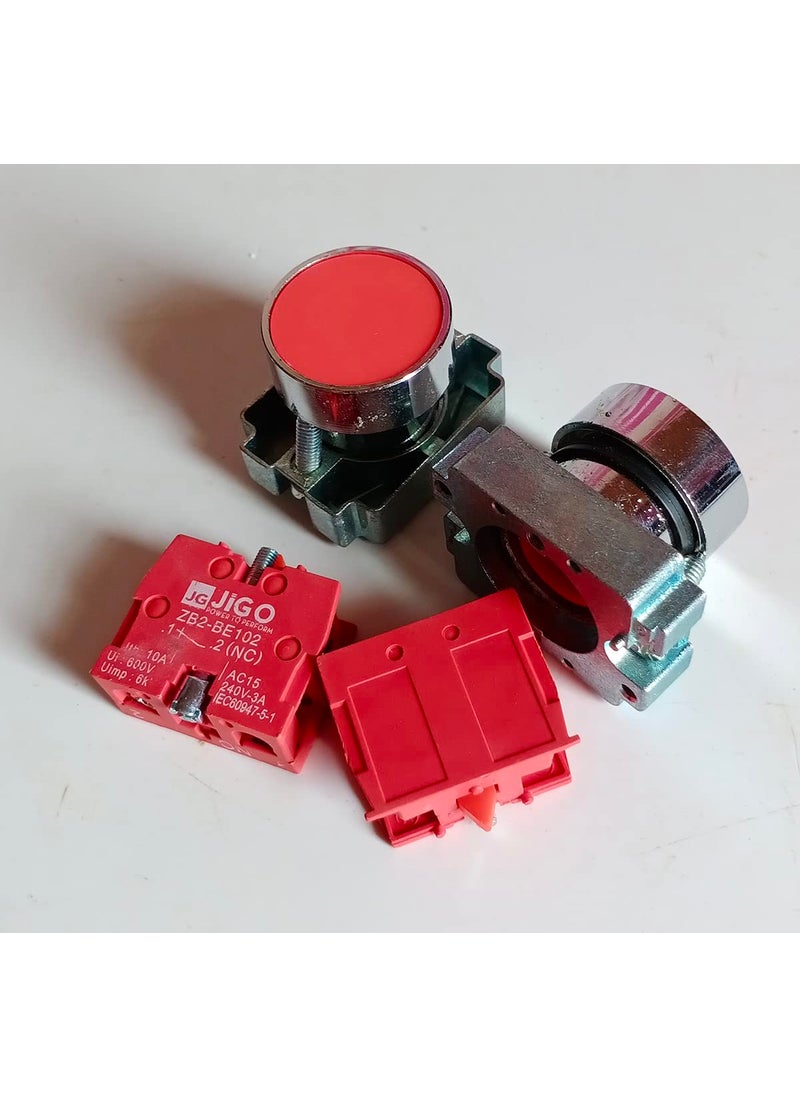 Generic Plastic Push Button Switch 1 NC 2 Pcs Red NOC 002  - Image 2