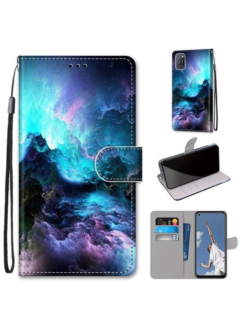 Case Cover For OPPO A52 / A92 / A72 Coloured Drawing Cross Texture Horizontal Flip PU Leather Case with Holder & Card Slots & Wallet & Lanyard Colorful Clouds