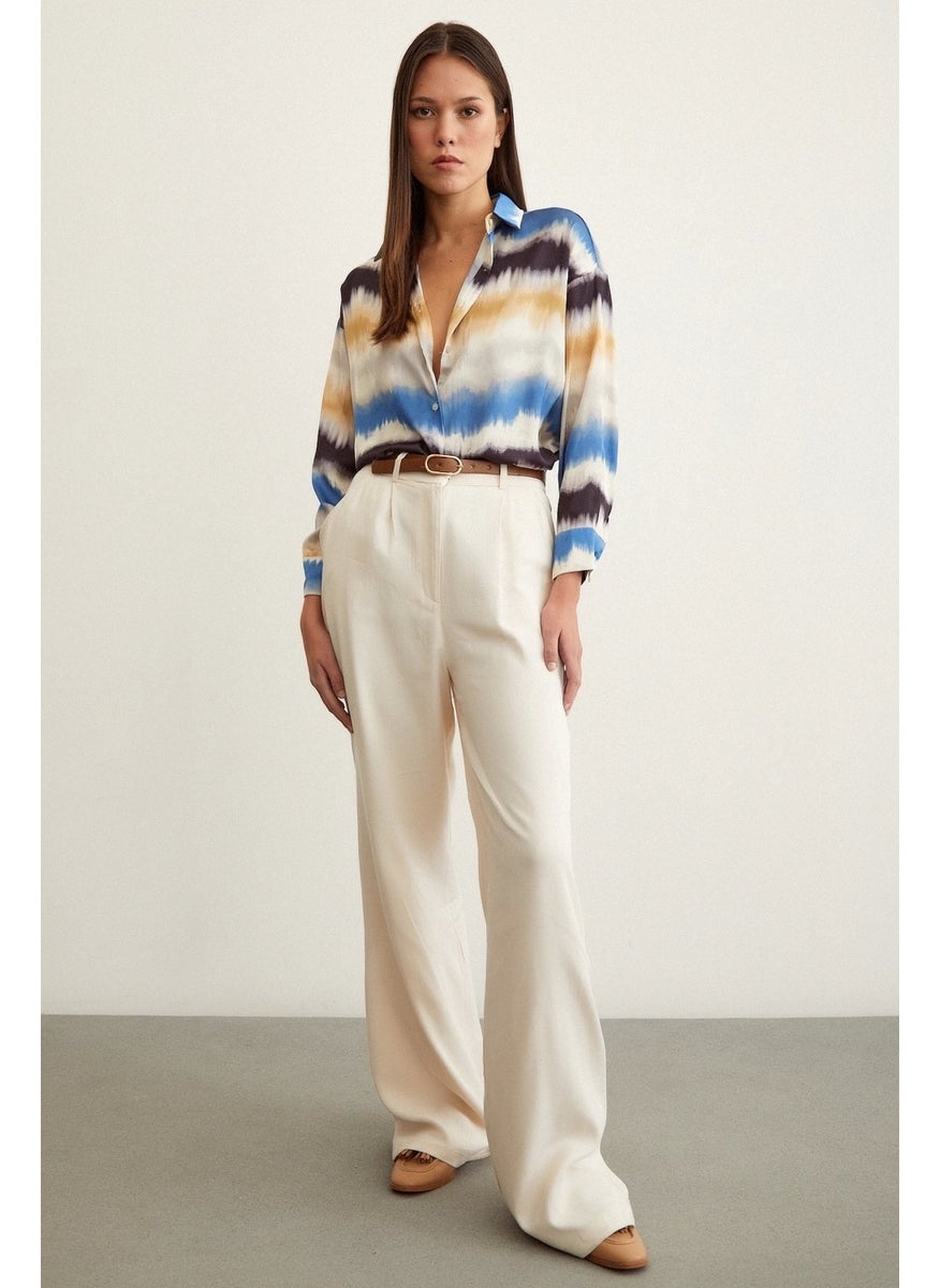 Never More Watercolour Patterned Shirt Blue  - Image 5