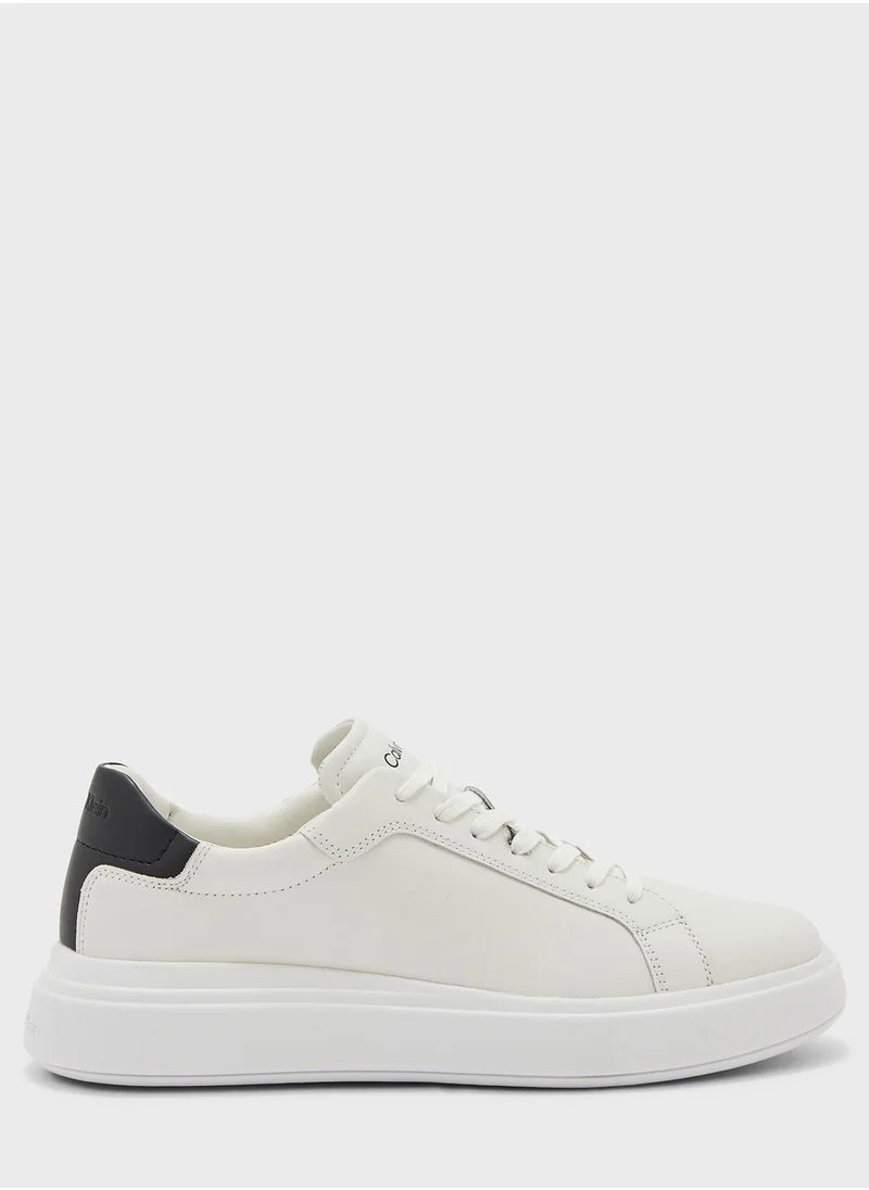 CALVIN KLEIN LOW TOP LACE UP LEATHER TRAINERS