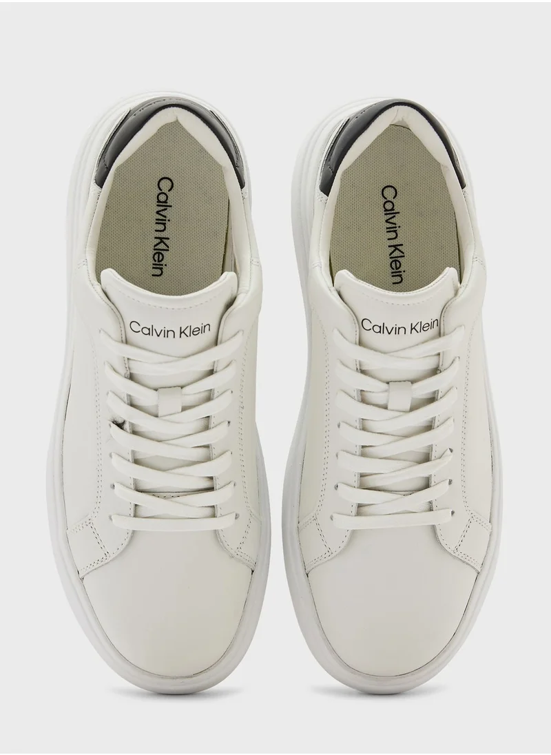 CALVIN KLEIN LOW TOP LACE UP LEATHER TRAINERS