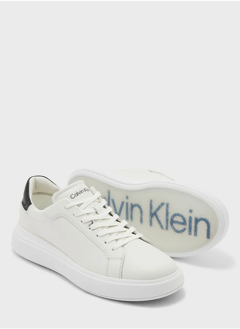 CALVIN KLEIN LOW TOP LACE UP LEATHER TRAINERS