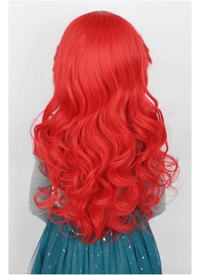 Topcosplay Kid Girls Wig Red Long Wavy Child Wig Halloween Costume Princess Cosplay Wigs  - Image 5