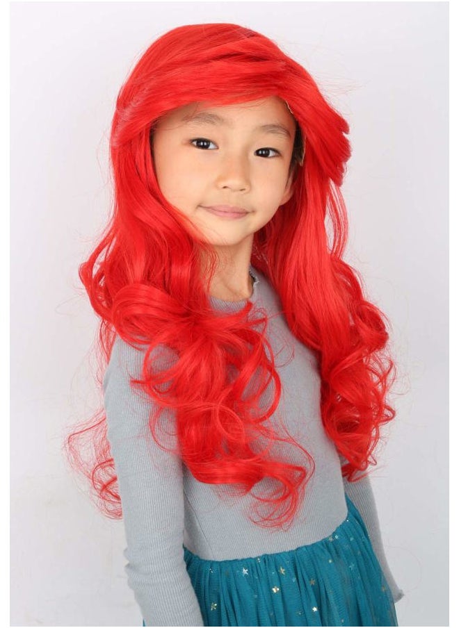 Topcosplay Kid Girls Wig Red Long Wavy Child Wig Halloween Costume Princess Cosplay Wigs  - Image 2