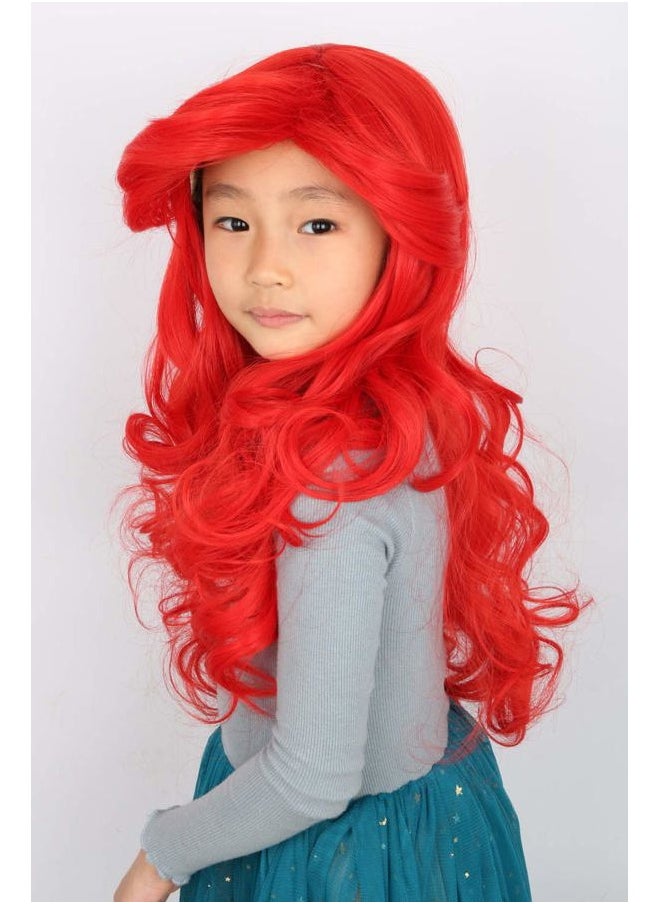 Topcosplay Kid Girls Wig Red Long Wavy Child Wig Halloween Costume Princess Cosplay Wigs  - Image 3