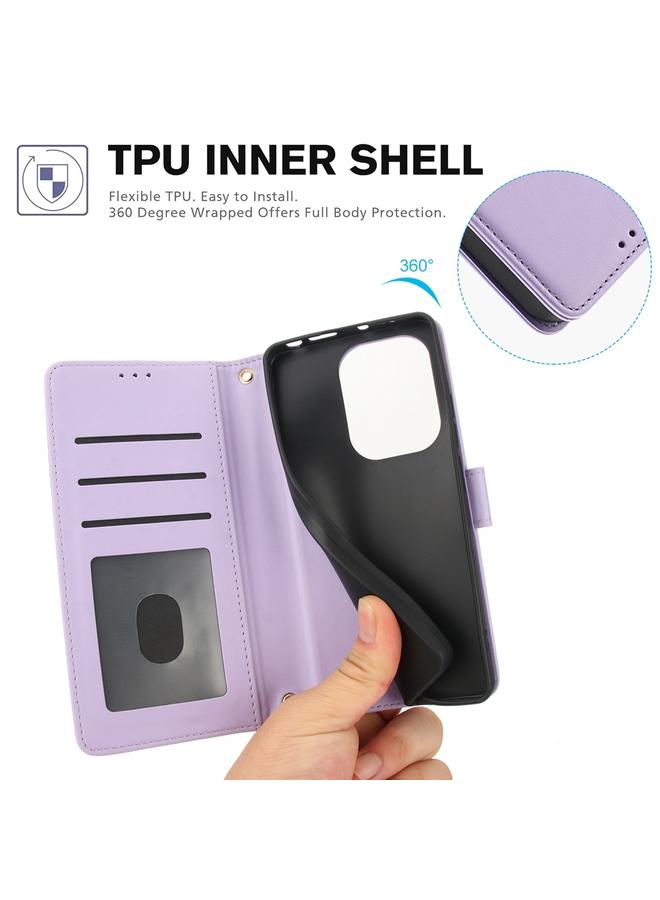 S-TOP Case For Redmi Note 13 Pro 4G Global Skin Feel Pure Color Card Slots Leather Phone Case with Dual Lanyard - Image 4