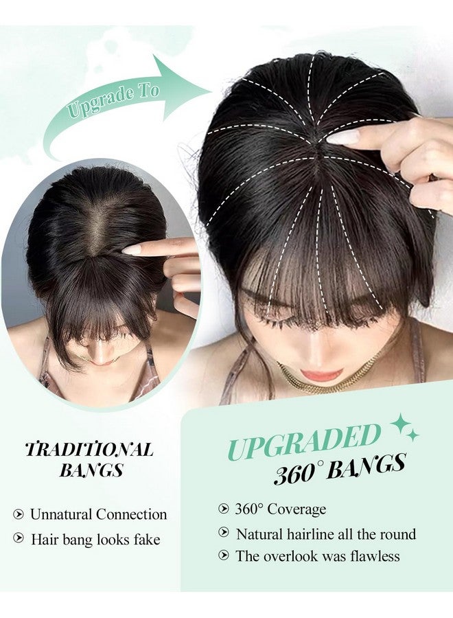 UDU Clip in Bangs Bangs Hair Clip Fake Bangs Clip In Bangs Real Human Hair Hairpieces Ombre Blonde 360° Cover Clip on Bangs for Women Fringe with Temples Wispy Bangs Clip In Hair Extensions French Bangs - Image 3