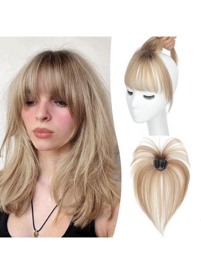 UDU Clip in Bangs Bangs Hair Clip Fake Bangs Clip In Bangs Real Human Hair Hairpieces Ombre Blonde 360° Cover Clip on Bangs for Women Fringe with Temples Wispy Bangs Clip In Hair Extensions French Bangs - Image 1