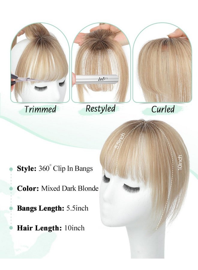 UDU Clip in Bangs Bangs Hair Clip Fake Bangs Clip In Bangs Real Human Hair Hairpieces Ombre Blonde 360° Cover Clip on Bangs for Women Fringe with Temples Wispy Bangs Clip In Hair Extensions French Bangs - Image 4