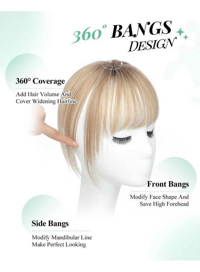 UDU Clip in Bangs Bangs Hair Clip Fake Bangs Clip In Bangs Real Human Hair Hairpieces Ombre Blonde 360° Cover Clip on Bangs for Women Fringe with Temples Wispy Bangs Clip In Hair Extensions French Bangs - Image 2