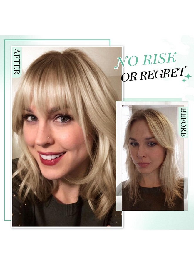 UDU Clip in Bangs Bangs Hair Clip Fake Bangs Clip In Bangs Real Human Hair Hairpieces Ombre Blonde 360° Cover Clip on Bangs for Women Fringe with Temples Wispy Bangs Clip In Hair Extensions French Bangs - Image 5