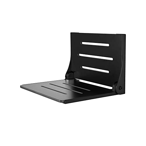 Seachrome SHAF-185155-PBS-S-MB High Back Silhouette Folding Wall Mount Shower Bench Seat with Matte Black Frame - Image 3