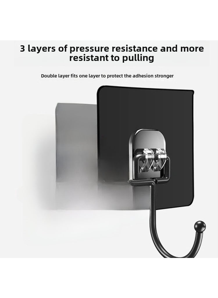 Heavy Duty Adhesive Hooks, Transparent, No-Drill, Wall-Mounted large black hook