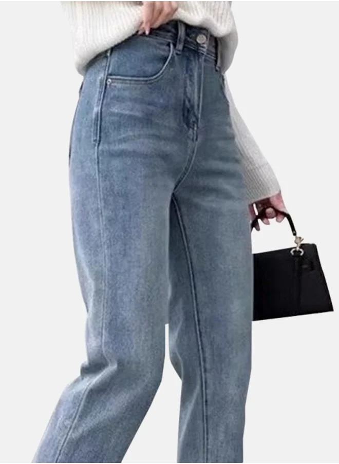 يونيكي Blue Straight Fit High-Rise Light Fade Jeans