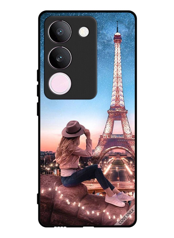 Covernex Protective Case Cover For vivo V29 Hat Girl & Eiffel Tower - Image 1