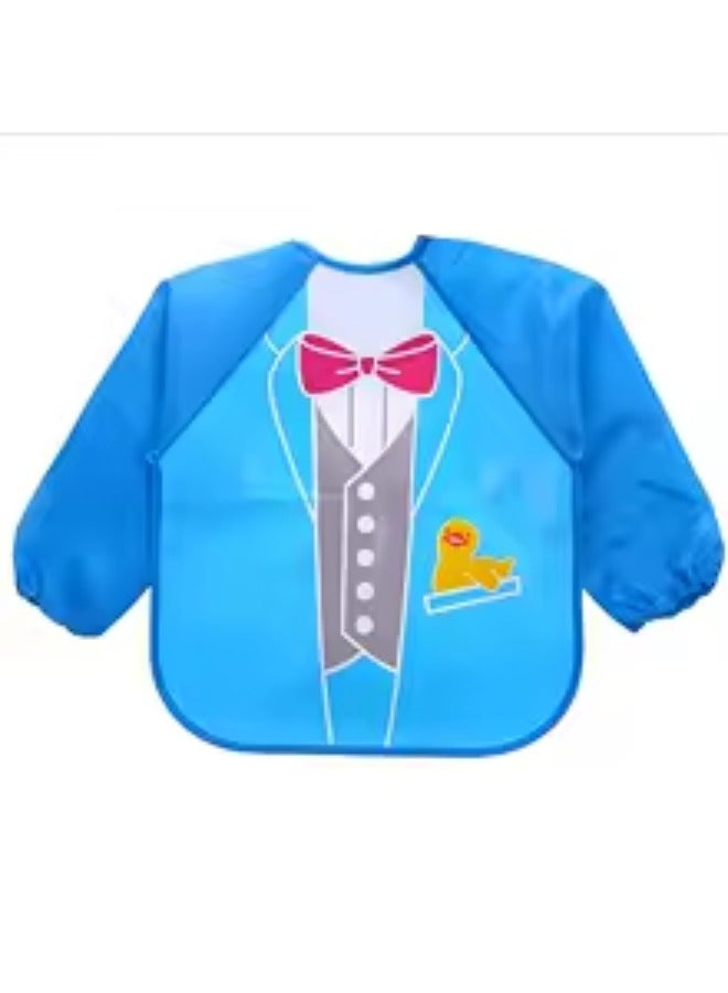 Baby's Long-Sleeve Waterproof Bib for Both Eating and Drawing (Blue), One Size - 1Pc  - Image 1